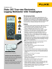 Thumbnail of document Data Sheet - 287 True-RMS Electronic Logging Multimeter with Trendcapture